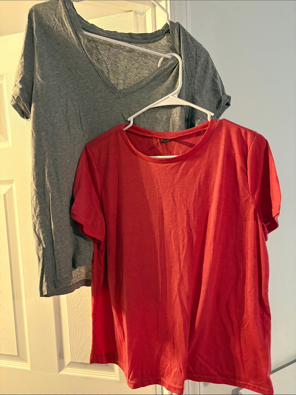 J. Crew Factory Red Crewneck Tee & Gray V-Neck Short Sleeve Tops
